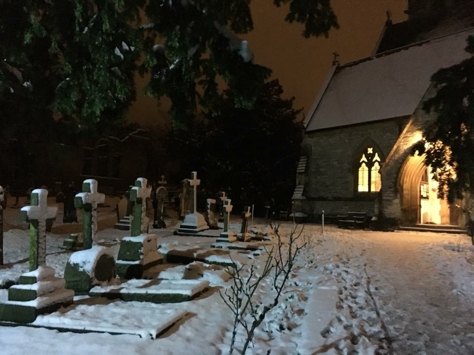 Churchyard at night
